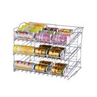 3-Layers Stainless Steel Stackable Can Rack Organizer with Six adjustable plastic dividers For Can Jars Beverage