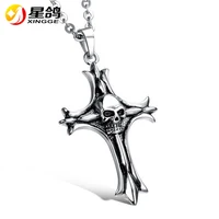 Halloween Retro Skull Cross Pendant Necklace