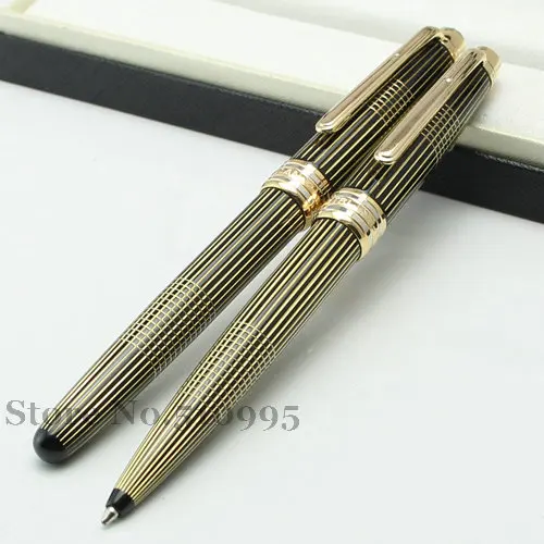 Novelty desigh meisterstuck 163 gold stripes Engraved MB flower Roller Ball Pen/ ballpoint pens luxury Stationery MONTE pen