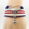 infinity love USA Bracelet heart Charm love my motherland AMERICA Flag jewelry bracelets