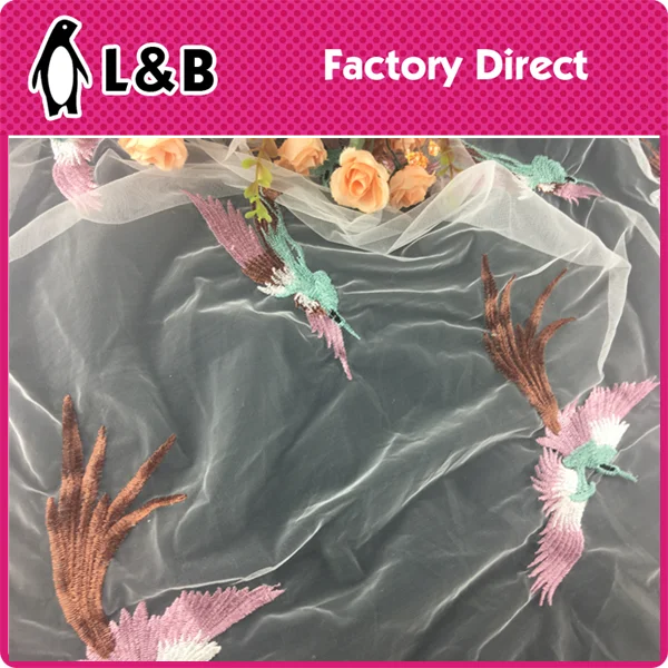 High quality popular embroidery polyester mesh fabric