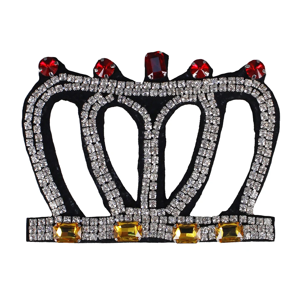 Cheap Beaded Crystal Crown Patches For Bags Clothing