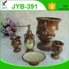 5pcs wholesale promotional royal antique brass and white marble effect bathroom accessories sets