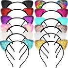 High Quality Party Accessories Cute Sequin Glitter Cat Ear Headband Hair Hoop For Kids