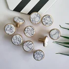Marble design Solid Brass Round Furniture Cabinets Door Handles/konbs with Different Image
