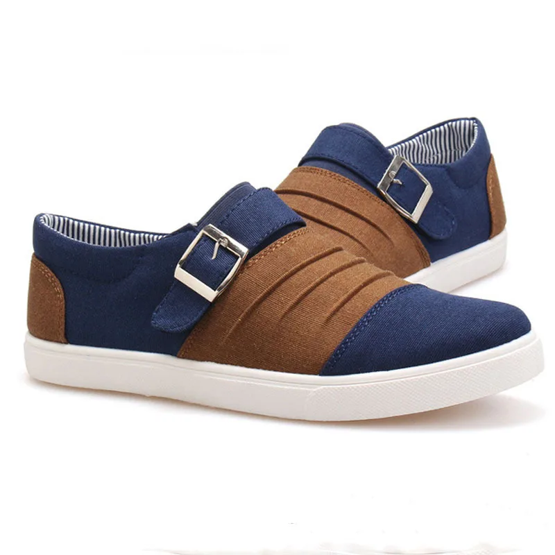 2015 European Style Fashion Mens Shoes Flats Buckle Design Slip-On Shoes Men Mixed Colors Casual Loafers Canvas Shoes Hot Sale