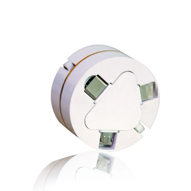 Peiba promotional gift retractable usb charger 3 in 1 round usb data charging cable for sale - ANKUX.COM