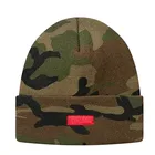 Cheap Custom Acrylic Leather Patch Beanie Men Winter Knitted Beanie Hat