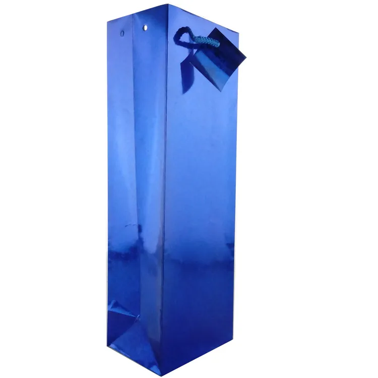 High Quality Recyclable Customized Size Glossy Wine Bottle Gift Paper Bag With Your Own Logo