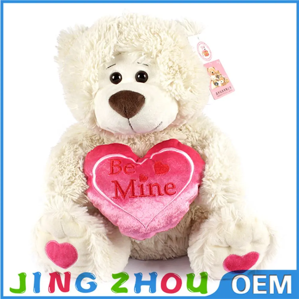 gift plush sitting white teddy bear with red heart toy