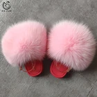 Slippers Kids Kids Slides Slippers US Popular Different Color Combine Design Fluffy Fox Fur Slippers Kids Fur Slides