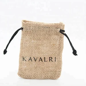 drawstring jute jewelry gift bag custom printed burlap pouch for