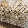 Hot design modern glass golden wholesale wine display shelf