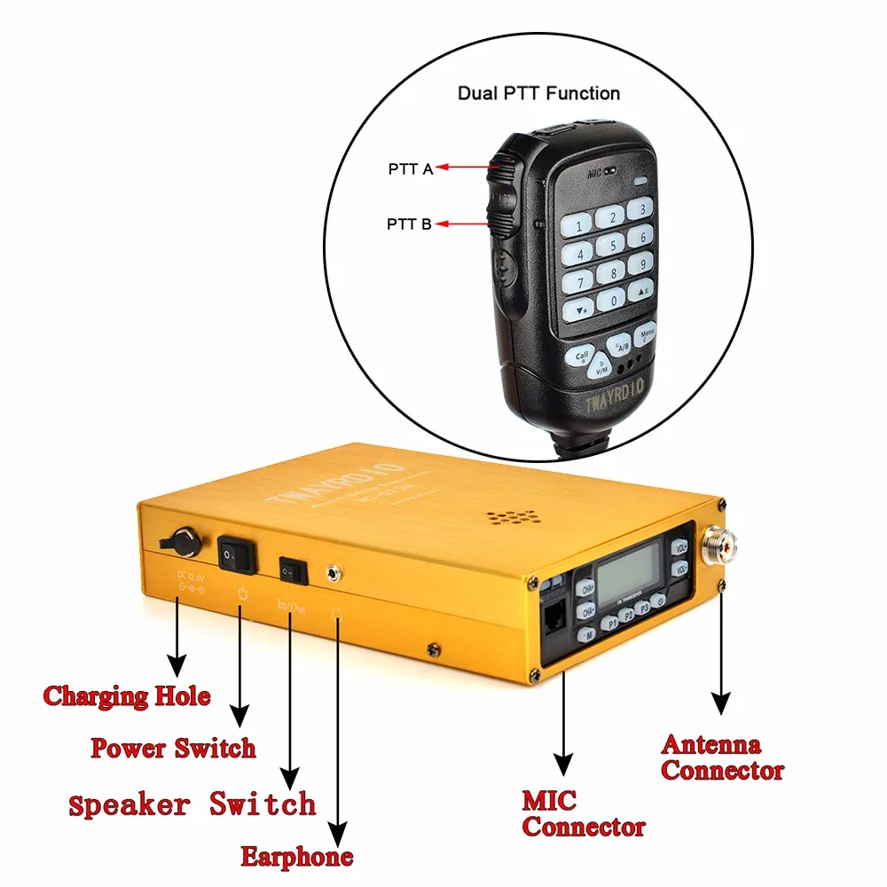 Vhf/uhf Dual Band 25w Portable Mobile Radio Ham Mobile Transceiver Car
