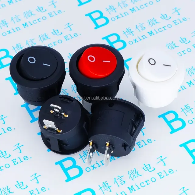 Hole 20mm boat type / round small switch Two feet two files KCD1-Outer diameter 23MM White / Red / Black 6A250V