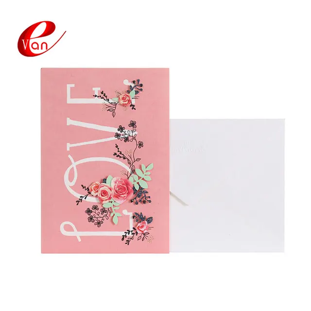cheap custom colorful printed thank you paper card with envelope