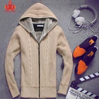 New Men'S Casual Round Collar Zip Cardigan Cotton Man Sweater With Hood