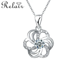 pendant diamond cubic zirconia necklace women 925 silver jewelry