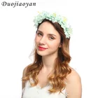 New Design Fabric Floral Hair Accessories Wedding Flower Headband Garland Bulk Silk Flower Wreath Crown For Women Girls
