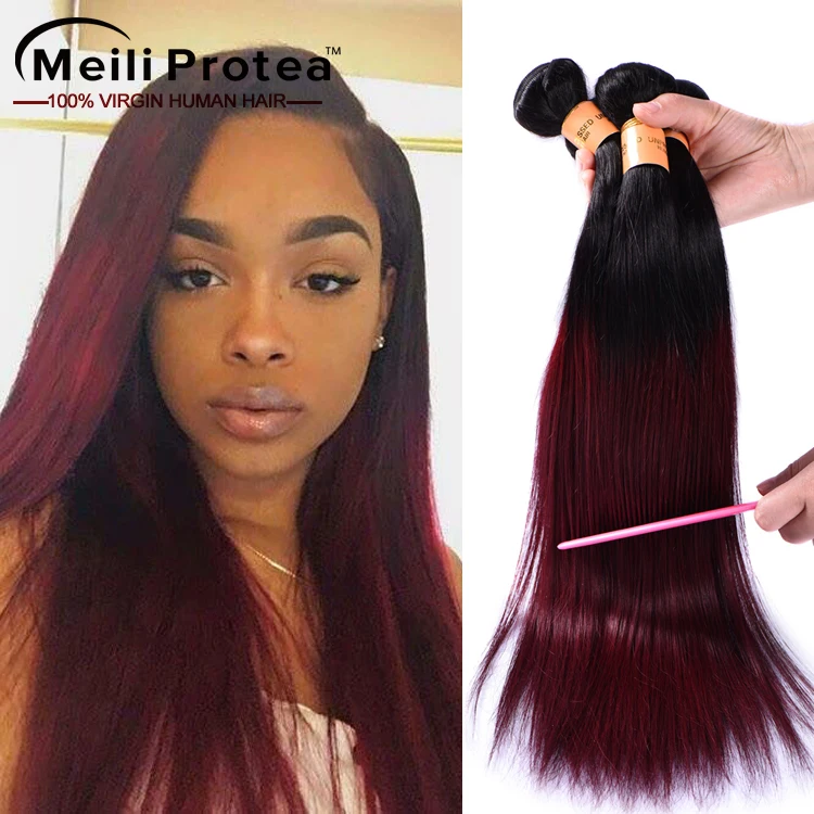 2019 Cheap High Quality Hair Weave 1b 99j Colored Two Tone 100