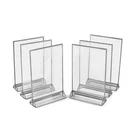 Acrylic Sign Holder 5 x 7 T Shaped Double Sided Silver Photos Menu Holders