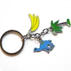 2021 latest promotional metal enamel camel banana coconut palm tree keychain