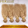 Indian Machine Weft 24 26 28 30inch Blonde Color Kinky Curly Virgin Hair