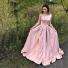Malaysia A Line One Shoulder Pink Plus Size Evening Dresses With Pockets