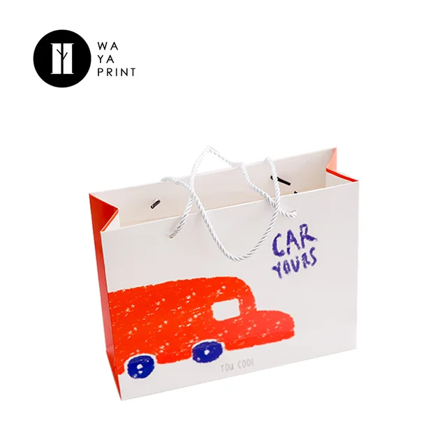 wholesale fancy white paper clothing packaging bag with logo