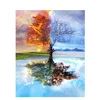 Hot Amazon Frameless Four Seasons Tree Landscape DIY Painting By Numbers Kit Paint On Canvas Painting Calligraphy For Home Decor