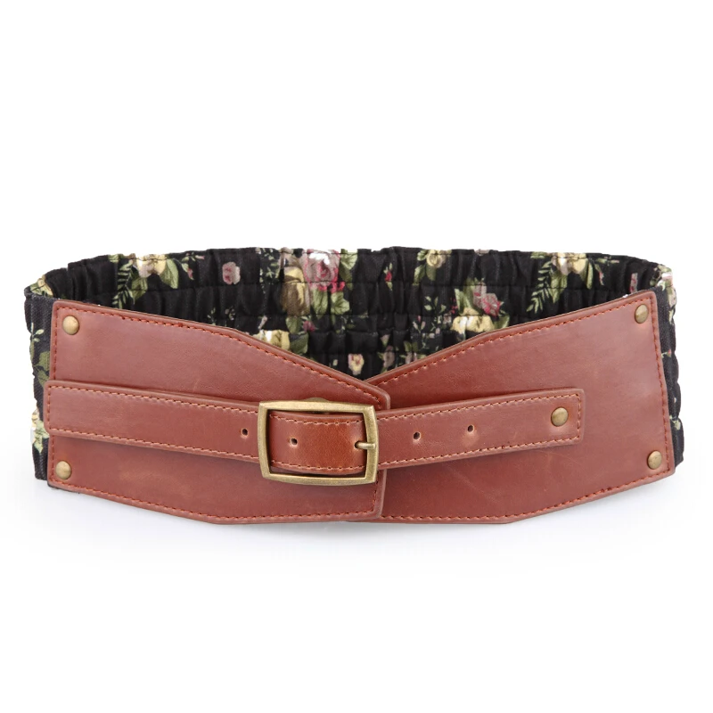 Hot 2015 New Fashion Luxury Design Faux leather Belts for Women Color Brown Black Vintage Fabric Women belt For Dress Down coat