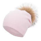 Fashion winter warm merino top raccoon fur pom pom ladies wool felt beanie hat