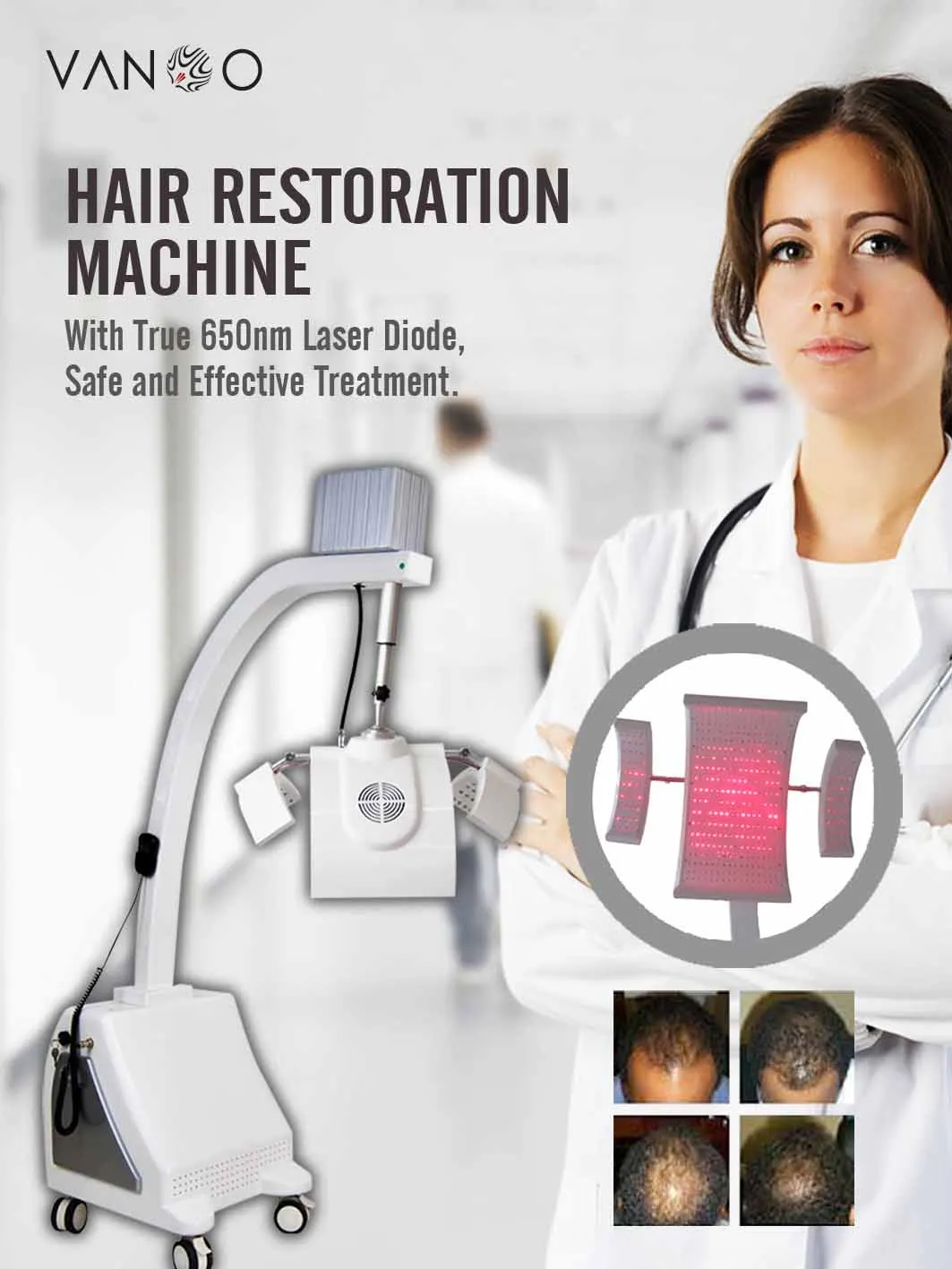 Professional 650nm diode laser hair treatment hair thinner laser machine