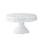 White Fine Porcelain Wedding Cake Stand, 8-Inch Round Skirted Cake Stand