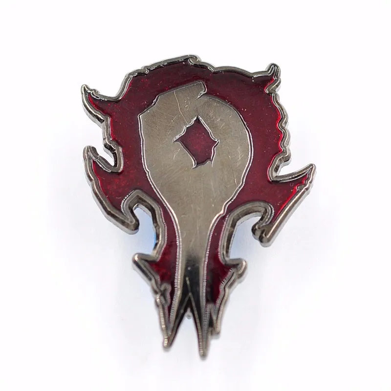 world of warcraft metal alliance and horde pin badge