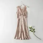 Pure 100%silk sexy long dress in solid color, softer and comfortable ladies midi dress