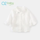 Q2-baby 2018 New Products OEM Simple White Lace Lapel Flare Sleeve Girl Baby Shirt