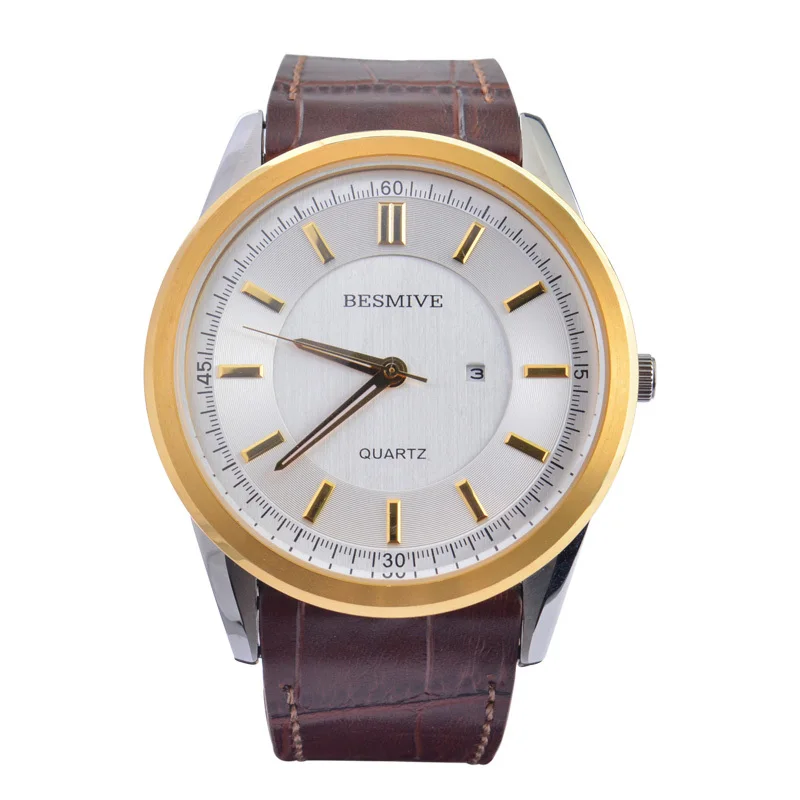 2015 New Brand Unisex Watches Casual Waterproof Genuine Leather Big Dial Sapphire Japan Quartz Movement Women Men Wristwatch