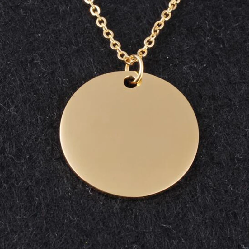 Wholesale Stainless Steel Round Initial Blank Disc Pendants Necklaces