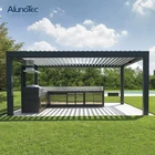 Alunotec New Design Outdoor Waterproof Electric Opening Louvered Pergola Roof with LED Light