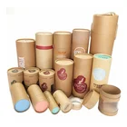 Small unique food grade recycle brown craft packaging tea tube paper box