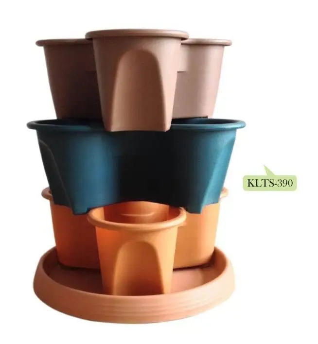 Plant Pots/plastic Stackable Planter Pots With Patented Flow Through Watering System And Hanging