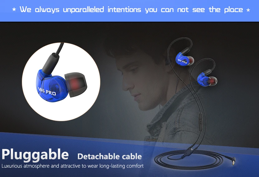 QKZ W6 PRO 3.5mm Jack fone de ouvido Outdoors Sports Earbud Hifi Quality Detachable Headphone - ANKUX.COM