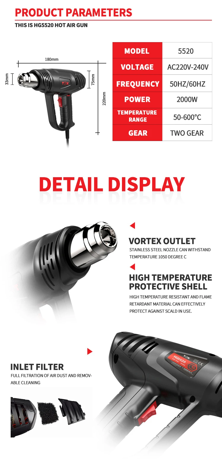 power tool heat gun for shrink film