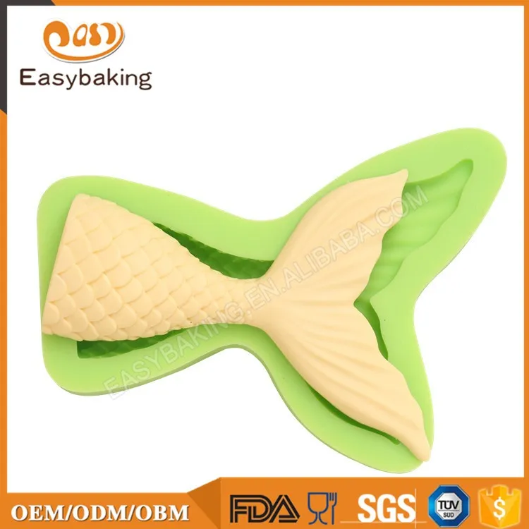 ES-0701S Moldes de silicona de cola de pez pequeño Molde de fondant para decoración de pasteles