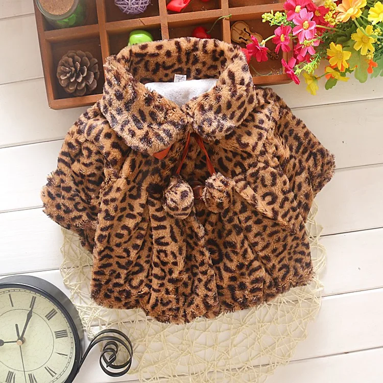 2015 hot sale baby girl cloak, leopard print thick fleece cape