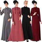 2019 Manufacturer directly supply Front pleat with button design turkish abaya dress with belt islamic clothing