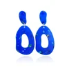 Geometric Acrylic Earrings Purple Hollow Oval Pendant Cute Drop Dangle Earrings for Fashion Women