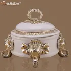 Wedding decoration gifts four elephant heads round resin jewelry box