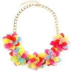 Fashion Big Flower Acrylic Ornaments Necklace Fashion Acrylic Jewelry Women Retro Necklace Rose Flowers Ornaments